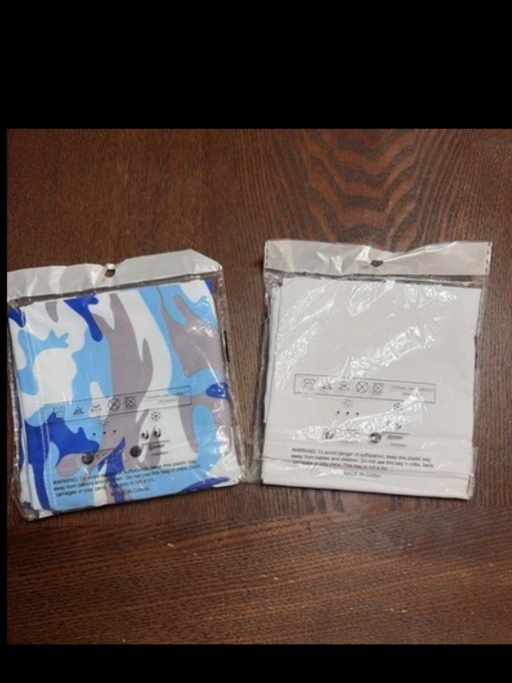 Blue Camo and White Face Covering Duo face masks, neck gaiter